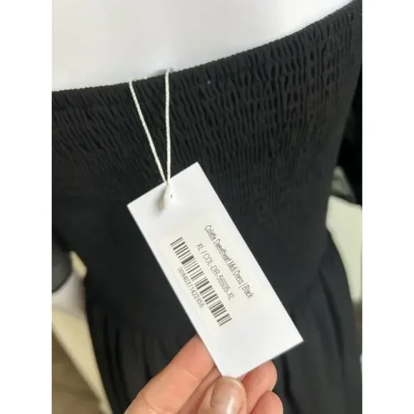 Baltic Born Black Midi Dress XL Sheer Sleeve Sweetheart A Line Fit Flare NWT - Picture 11 of 14